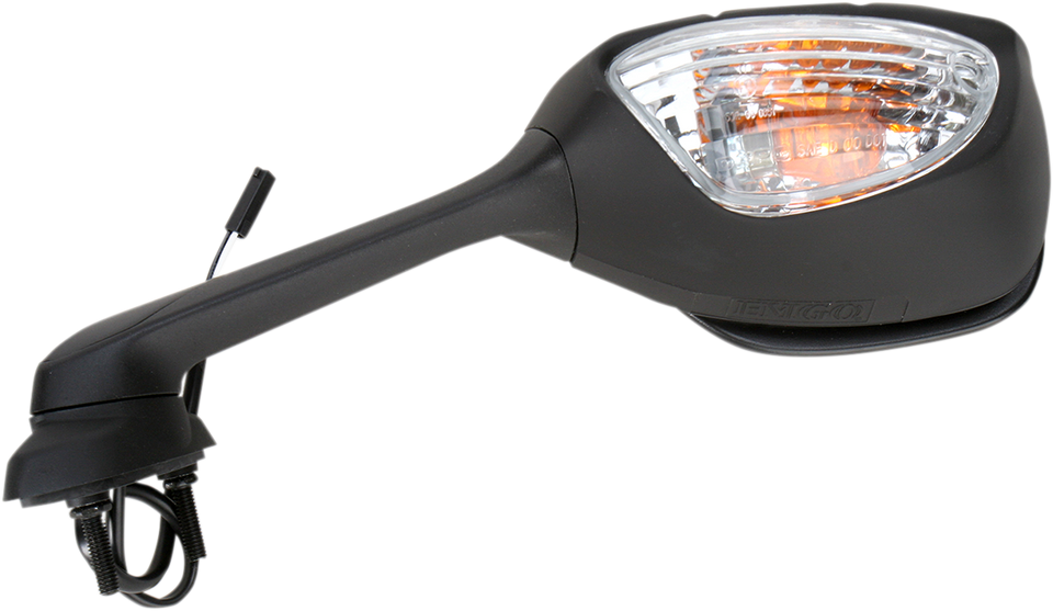 Mirror - Side View w/Integrated Turn Signals - Oval - Black - Left - Lutzka's Garage