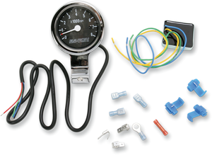 3" Bullet Electronic Tachometer Fits 1" Bar - Chrome - Black Face - 3.5" L x 2.875" D - Lutzka's Garage