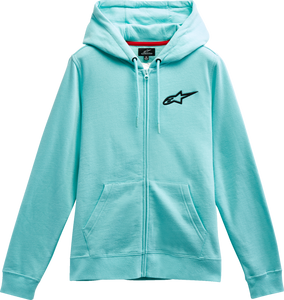 Womens Ageless Zip Hoodie - Light Aqua/Black - Medium - Lutzka's Garage