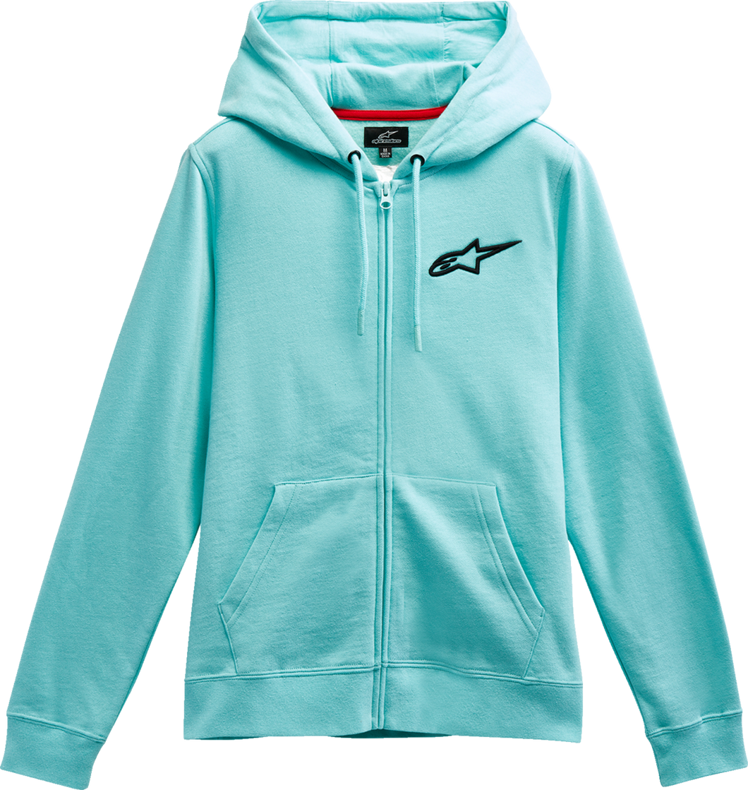 Womens Ageless Zip Hoodie - Light Aqua/Black - Medium - Lutzka's Garage