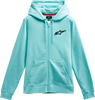 Womens Ageless Zip Hoodie - Light Aqua/Black - Medium - Lutzka's Garage