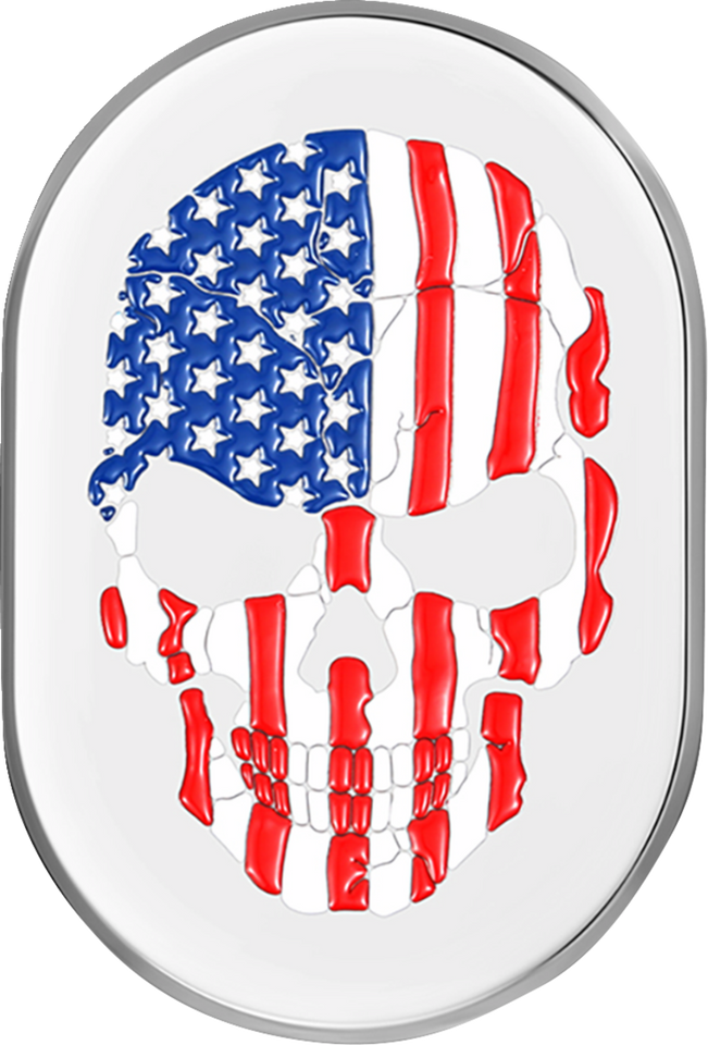 Antenna Cover - Left Rear Fender - American Flag Skull - Chrome - Lutzka's Garage