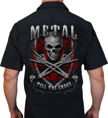 Metal Till the Grave Shop Shirt - Black - Medium - Lutzka's Garage