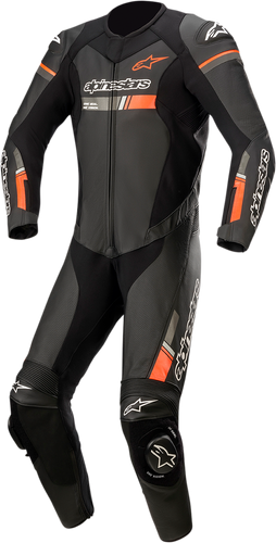 GP Force Chaser 1-Piece Leather Suit - Black/Red Fluorescent- US 48 / EU 58