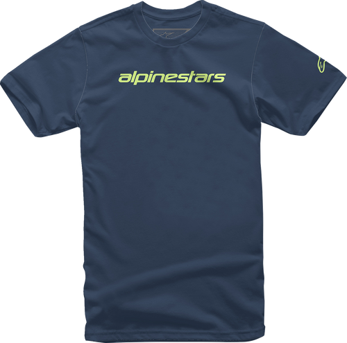 Linear Wordmark T-Shirt - Navy/Lime - Medium - Lutzka's Garage