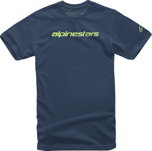 Linear Wordmark T-Shirt - Navy/Lime - Medium - Lutzka's Garage