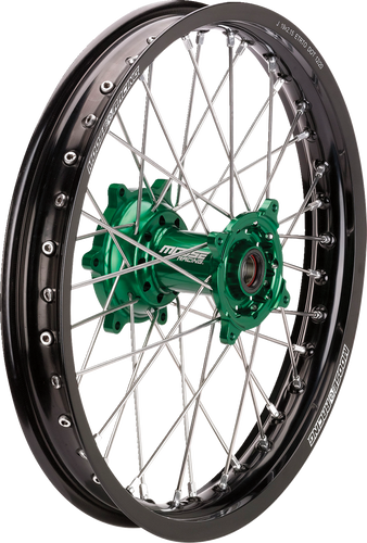 Wheel Assembly - SX-1 - Complete - Rear - Black Wheel/Green Hub - 19x2.15 - Kawasaki