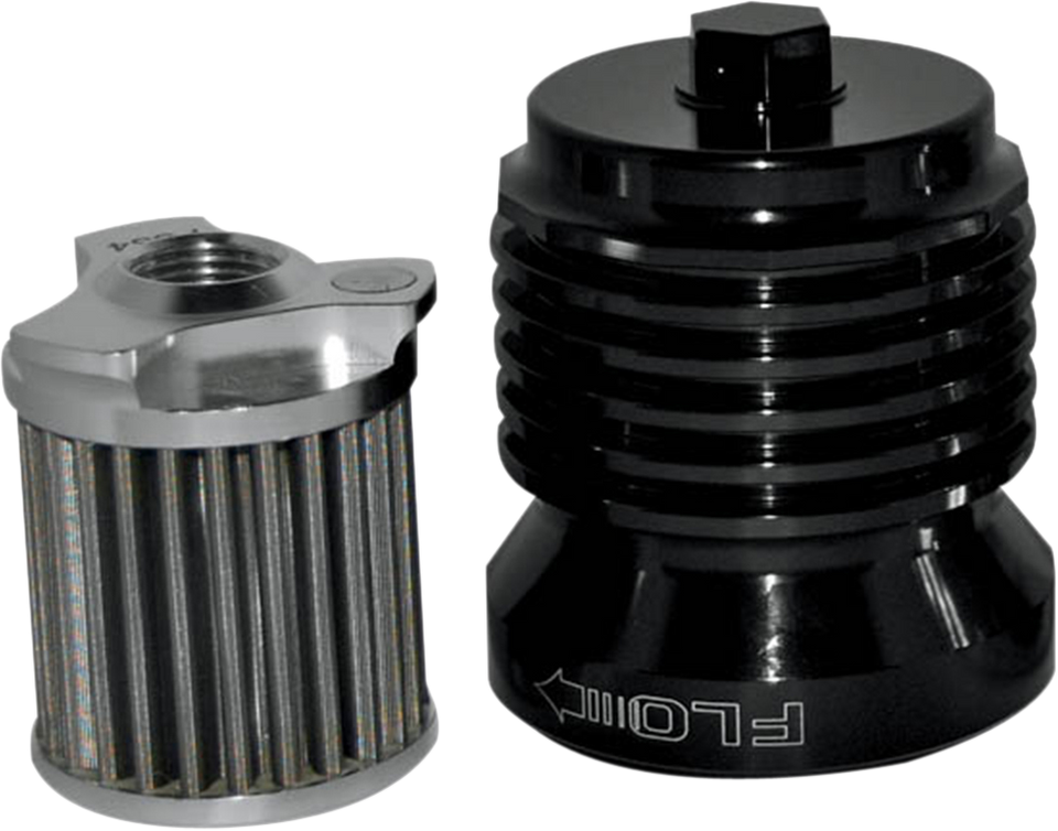 Flo® "Spin-On" Oil Filter - Black Anodized - Aprilia/BMW/Buell/H-D/Moto Guzzi/Yamaha - Lutzka's Garage