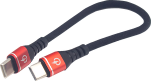 Male USB-C to Male USB-C Cable - Phone Charger - Heavy-Duty - 7-1/2" - Black/Red - Lutzka's Garage