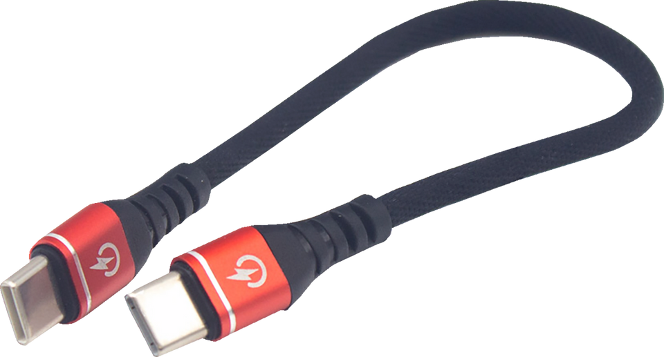 Male USB-C to Male USB-C Cable - Phone Charger - Heavy-Duty - 7-1/2" - Black/Red - Lutzka's Garage