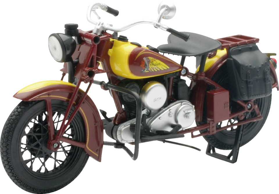 1934 Indian Sport Scout - 1:12 Scale - Red/Yellow - Lutzka's Garage