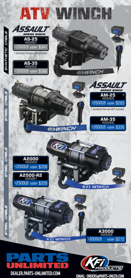 AS-25 Assault Winch - 2500 Lb - Synthetic Cable