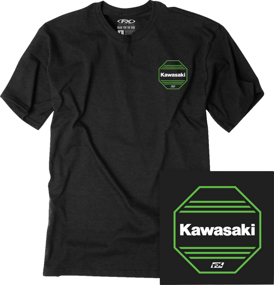 Kawasaki Octagon T-Shirt - Heather Black - Medium - Lutzka's Garage