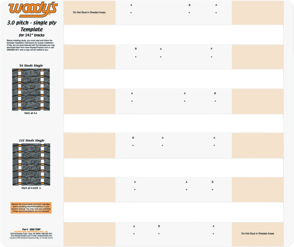 Studding Template - Track - 141" - 3" Pitch