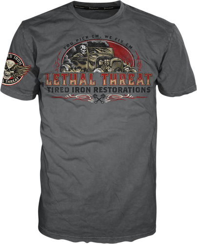 Vintage Velocity Tired Iron Restorations T-Shirt - Gray - Medium - Lutzka's Garage