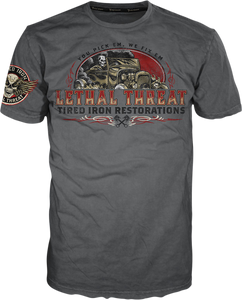 Vintage Velocity Tired Iron Restorations T-Shirt - Gray - Medium - Lutzka's Garage