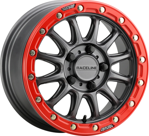 Wheel - Alpha - Front/Rear - Gun Metal/with Gloss Red Ring - 15x7 - 5/114.3 - 3+4 (+25 mm)