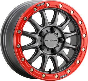 Wheel - Alpha - Front/Rear - Gun Metal/with Gloss Red Ring - 15x7 - 5/114.3 - 3+4 (+25 mm)