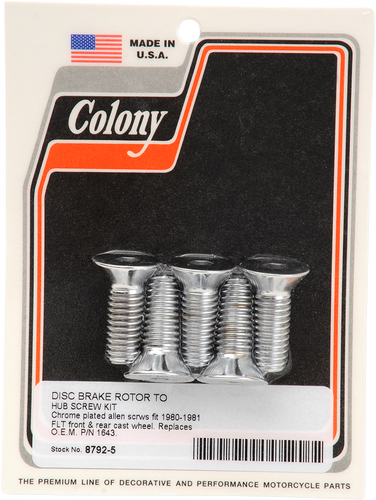 Mounting Hardware Kit without Nuts - Brake Rotor - Socket-Head/Countersunk - 1-1/4