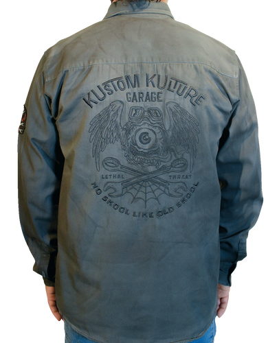 Kustom Kulture Flying Eyeball Long-Sleeve Shirt - Gray - Medium - Lutzka's Garage