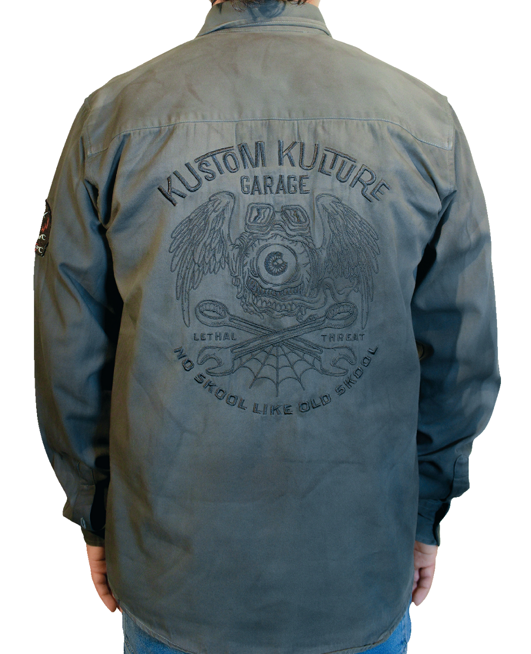 Kustom Kulture Flying Eyeball Long-Sleeve Shirt - Gray - Medium - Lutzka's Garage