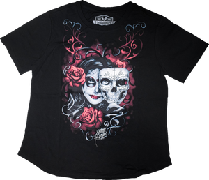 Womens Two Faced Catrina T-Shirt - Black - Small - Lutzka's Garage