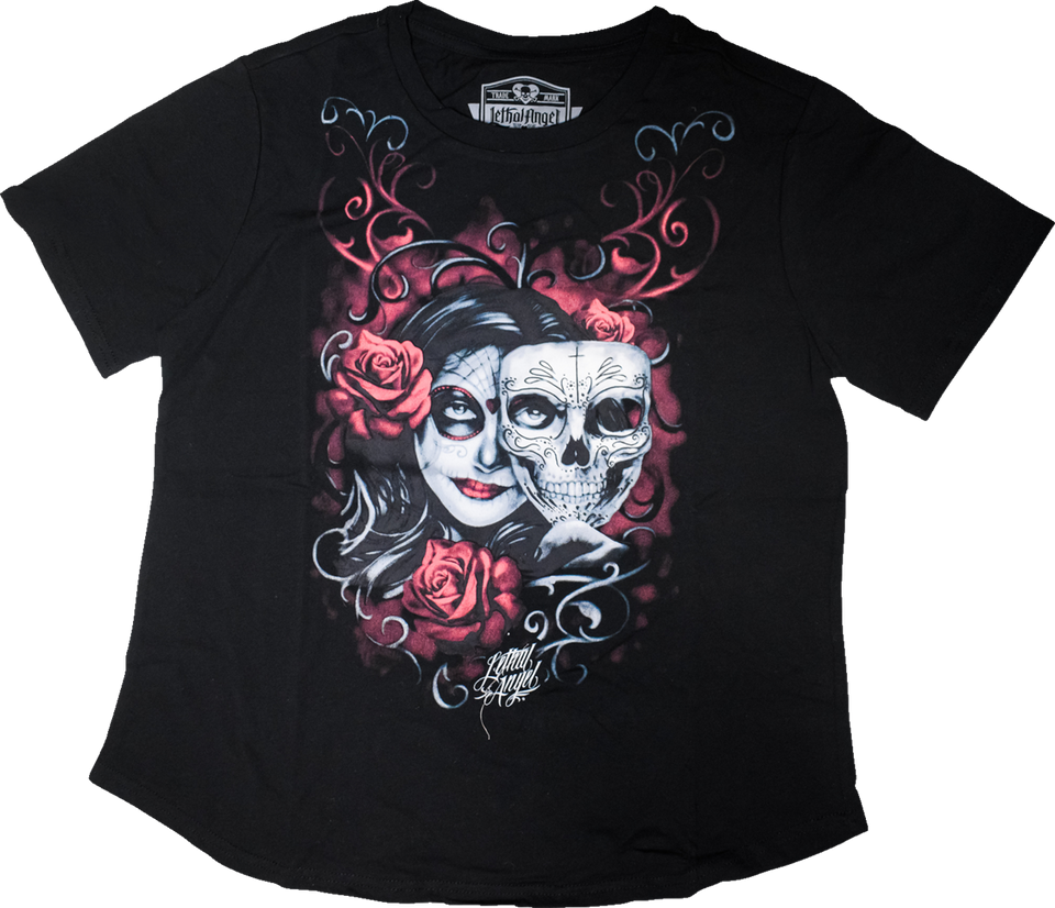 Womens Two Faced Catrina T-Shirt - Black - Small - Lutzka's Garage