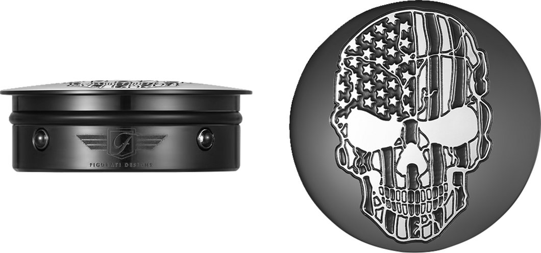 Swing Arm Covers - Contrast Cut - American Flag Skull - Custom - Black - Lutzka's Garage