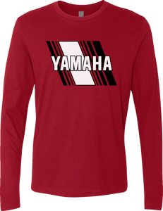 Yamaha Heritage Diagonal Long-Sleeve T-Shirt - Red - Small - Lutzka's Garage