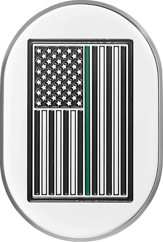 Antenna Cover - Left Rear Fender - Green Line American Flag - Chrome - Lutzka's Garage