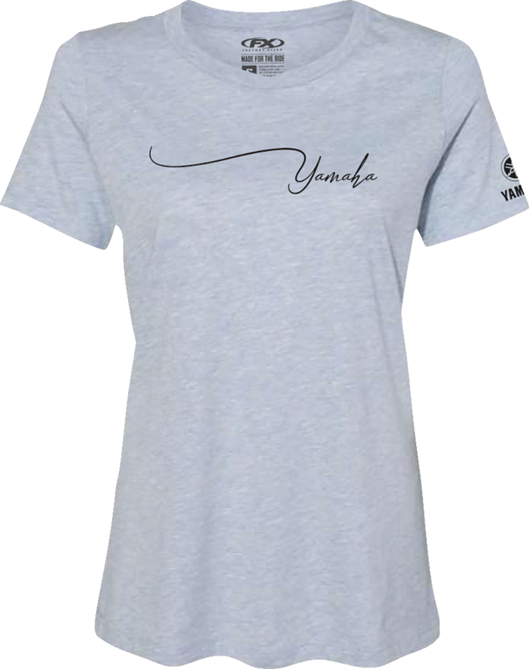 Womens Yamaha Signature T-Shirt - Light Heather Blue - Small - Lutzka's Garage