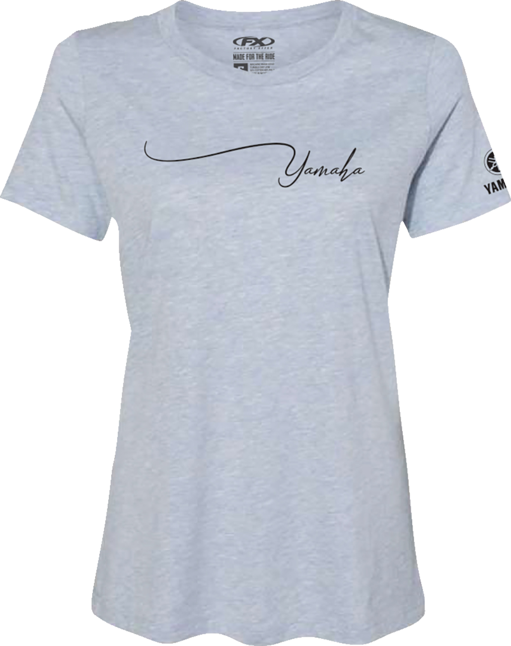 Womens Yamaha Signature T-Shirt - Light Heather Blue - Small - Lutzka's Garage