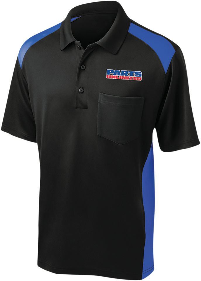 Parts Unlimited Polo Shirt - Black/Blue - Small - Lutzka's Garage