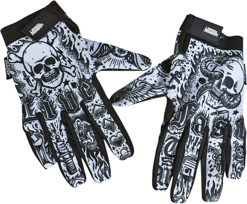 Tattoo Gloves - Black/White - Small - Lutzka's Garage