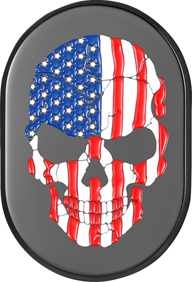 Antenna Cover - Left Rear Fender - American Flag Skull - Black - Lutzka's Garage