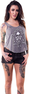 Womens Skull and Crossbones Loose Tank Top - Gray - Large - Lutzka's Garage