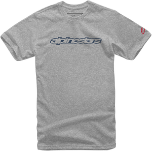 Wordmark T-Shirt - Heather Gray/Navy/Red - Medium - Lutzka's Garage