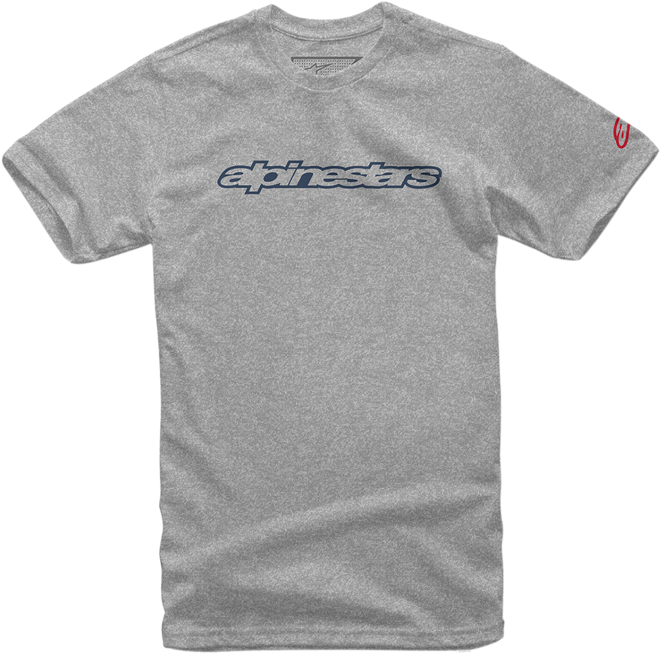 Wordmark T-Shirt - Heather Gray/Navy/Red - Medium - Lutzka's Garage