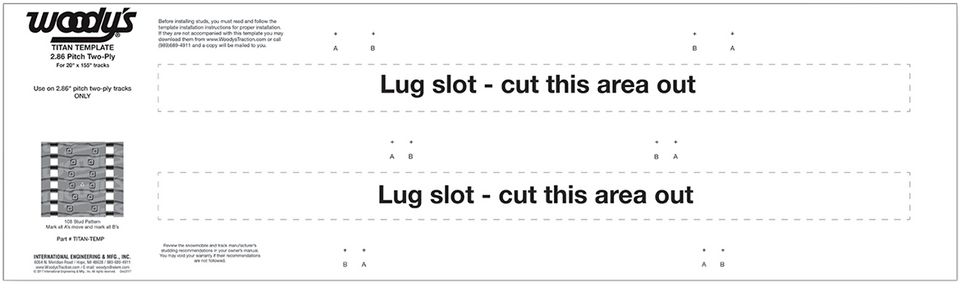 Studding Template - Track - 155" - 2.86" Pitch