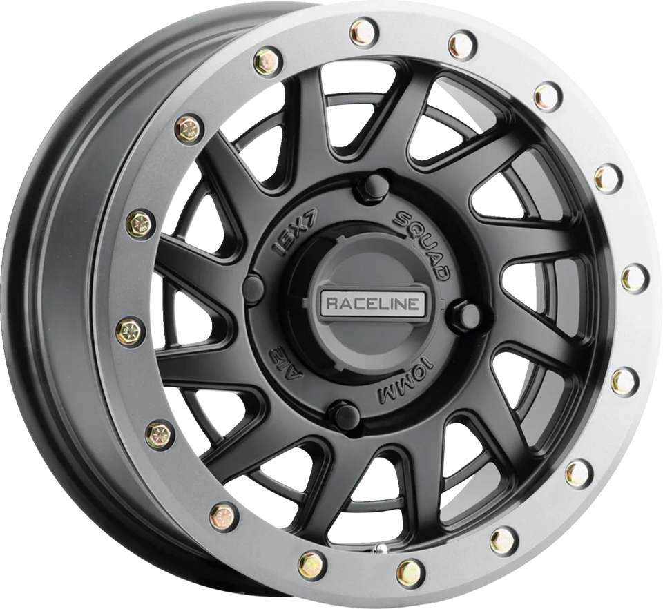 Wheel - Squad - Front/Rear - Black/with Gun Metal Gray Ring - 15x7 - 4/156 - 5+2 (+10 mm)