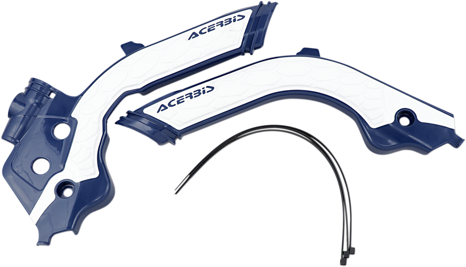 X-Grip Frame Guards - Blue/White - Gas Gas | Husqvarna - Lutzka's Garage