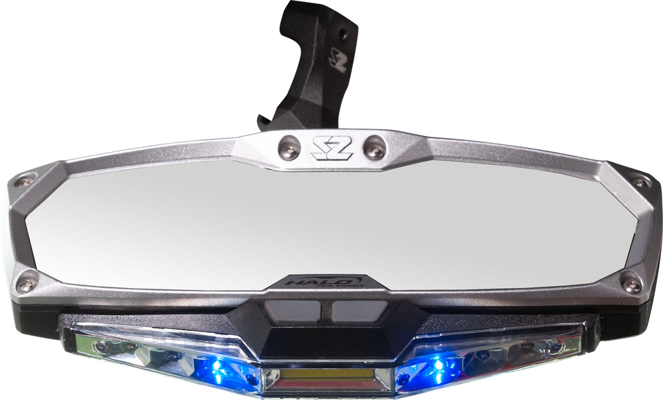 Mirror - Halo R - Rear View w/LED Cabin Light - Rectangle - Silver w/Silver Bezel - X3