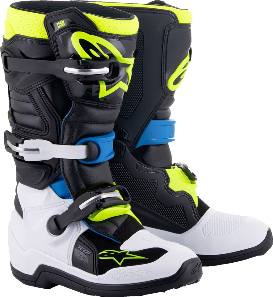 Youth Tech 7S Boots - Black/Blue/Yellow - US 4 - Lutzka's Garage