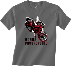 Youth Honda Rider T-Shirt - Charcoal - Small - Lutzka's Garage