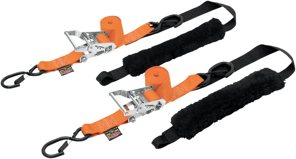 Deluxe Ratchet Tie-Downs - 1-1/2" x 6-1/2 - Orange - Lutzka's Garage