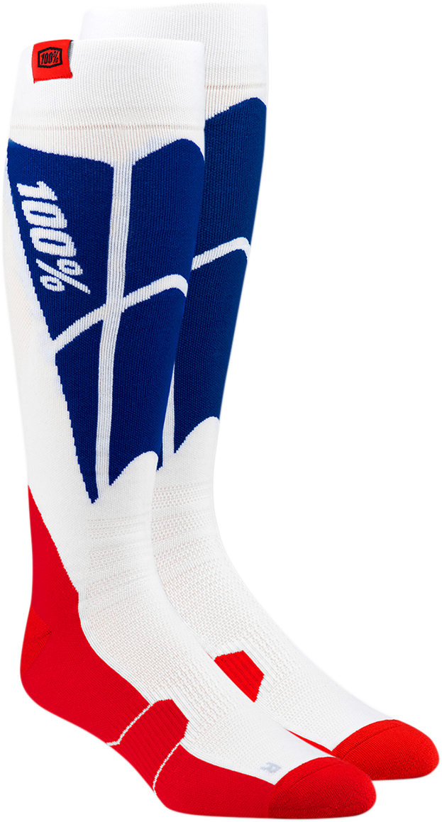 Hi-Side Performance Socks - White/Blue - Small/Medium - Lutzka's Garage