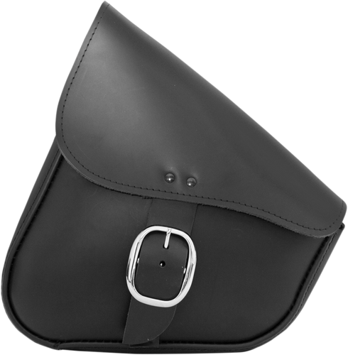 Leather Swingarm Bag - Black with Chrome Buckle