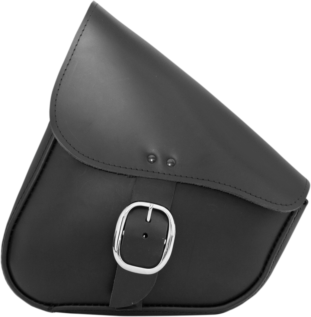 Leather Swingarm Bag - Black with Chrome Buckle