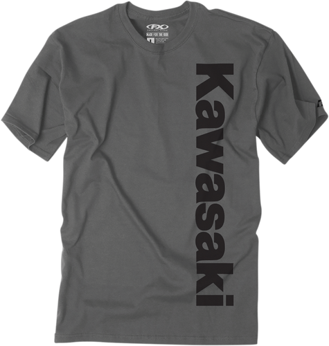 Kawasaki Vertical T-Shirt - Charcoal Gray - Medium - Lutzka's Garage