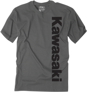 Kawasaki Vertical T-Shirt - Charcoal Gray - Medium - Lutzka's Garage